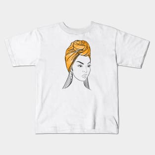 Beautiful african girl in orange turban Kids T-Shirt